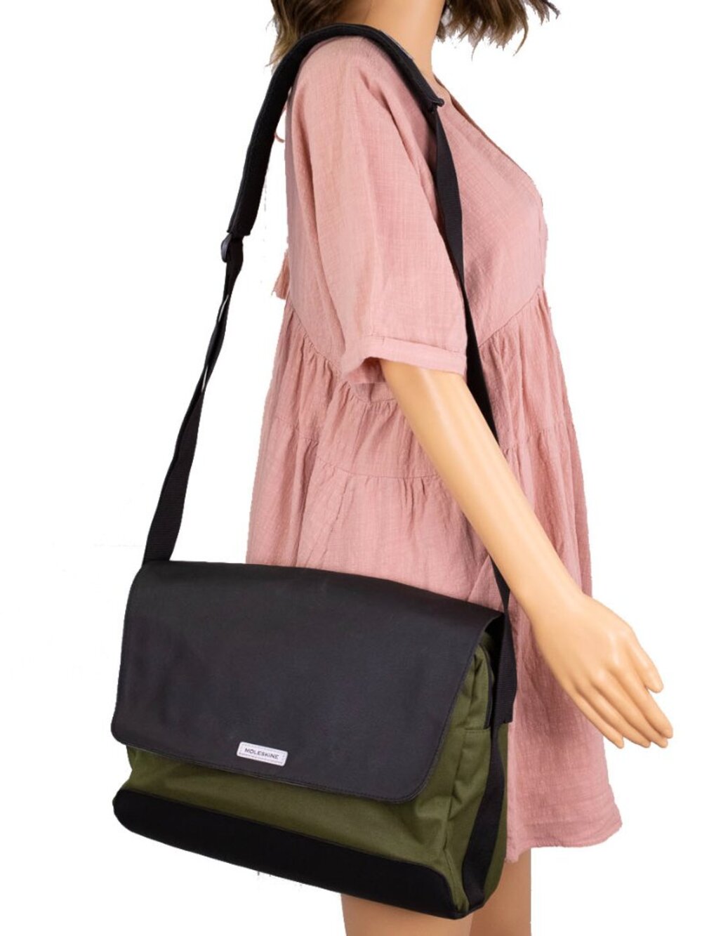 Moleskine Nomad Messenger Bag Black Olive Laptop Crossbody Travel Work School